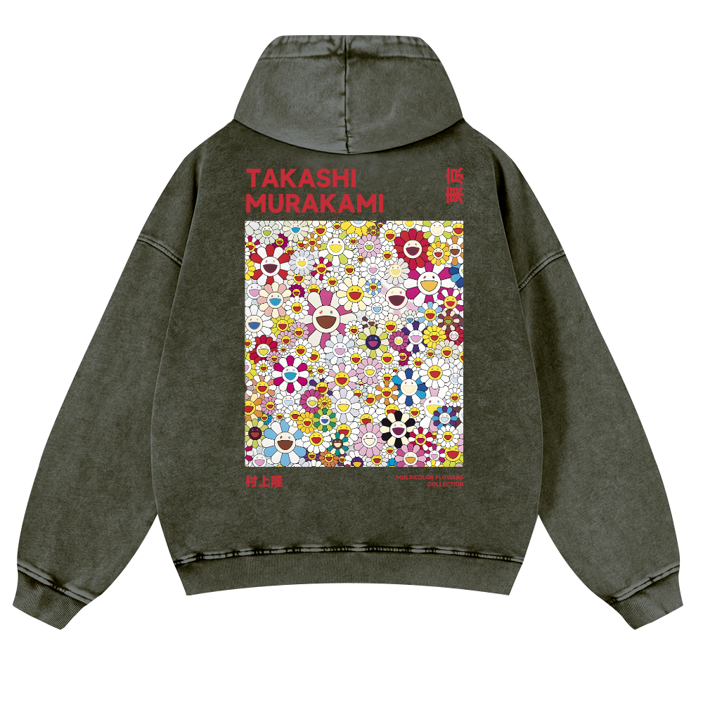TM Flower Vintage Washed Cotton Back Art Hoodie