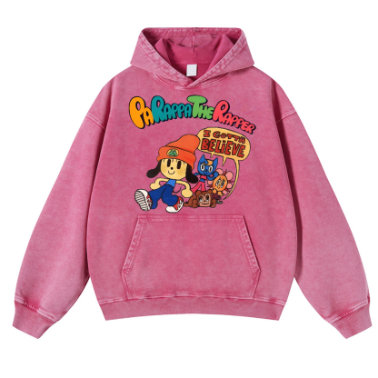 PaRappa the Rapper Vintage Washed Thick Cotton Hoodie
