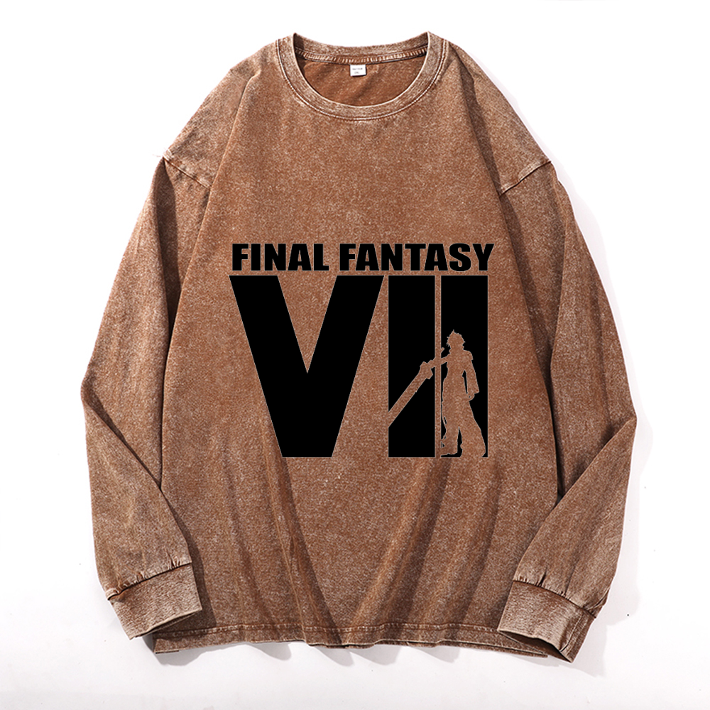Final Fantasy Vintage Cotton Wash Crewneck Sweatshirt