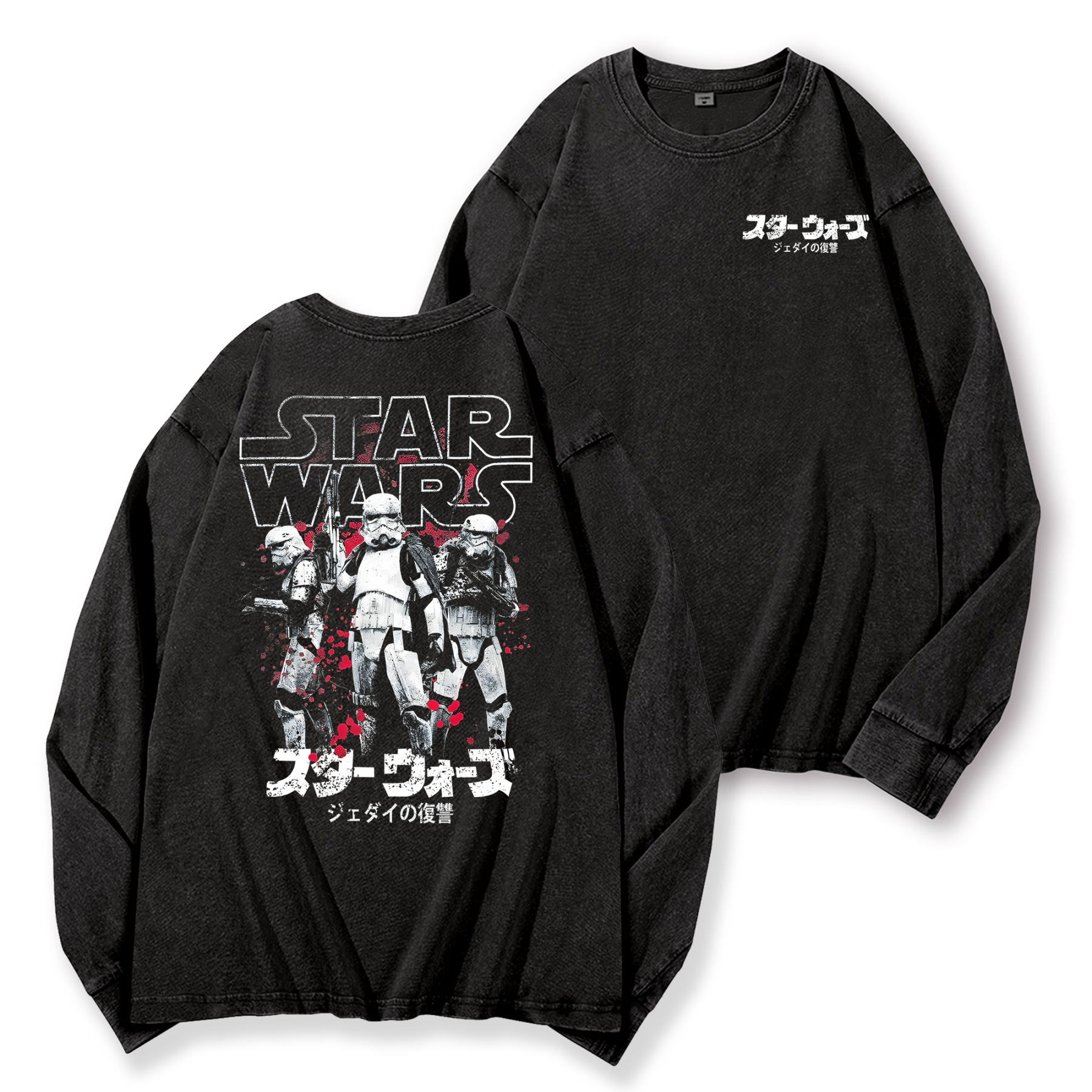 Star Wars Storm Trooper Vintage Washed Cotton Back Art Long-sleeve T-shirt