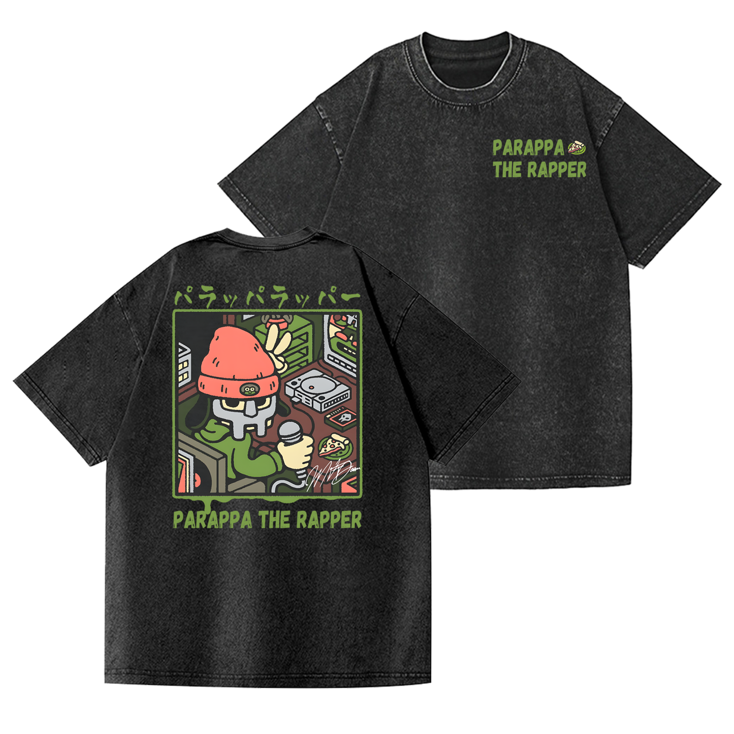 PaRappa the Rapper Vintage Wash Japanese Design Back Art T-Shirt