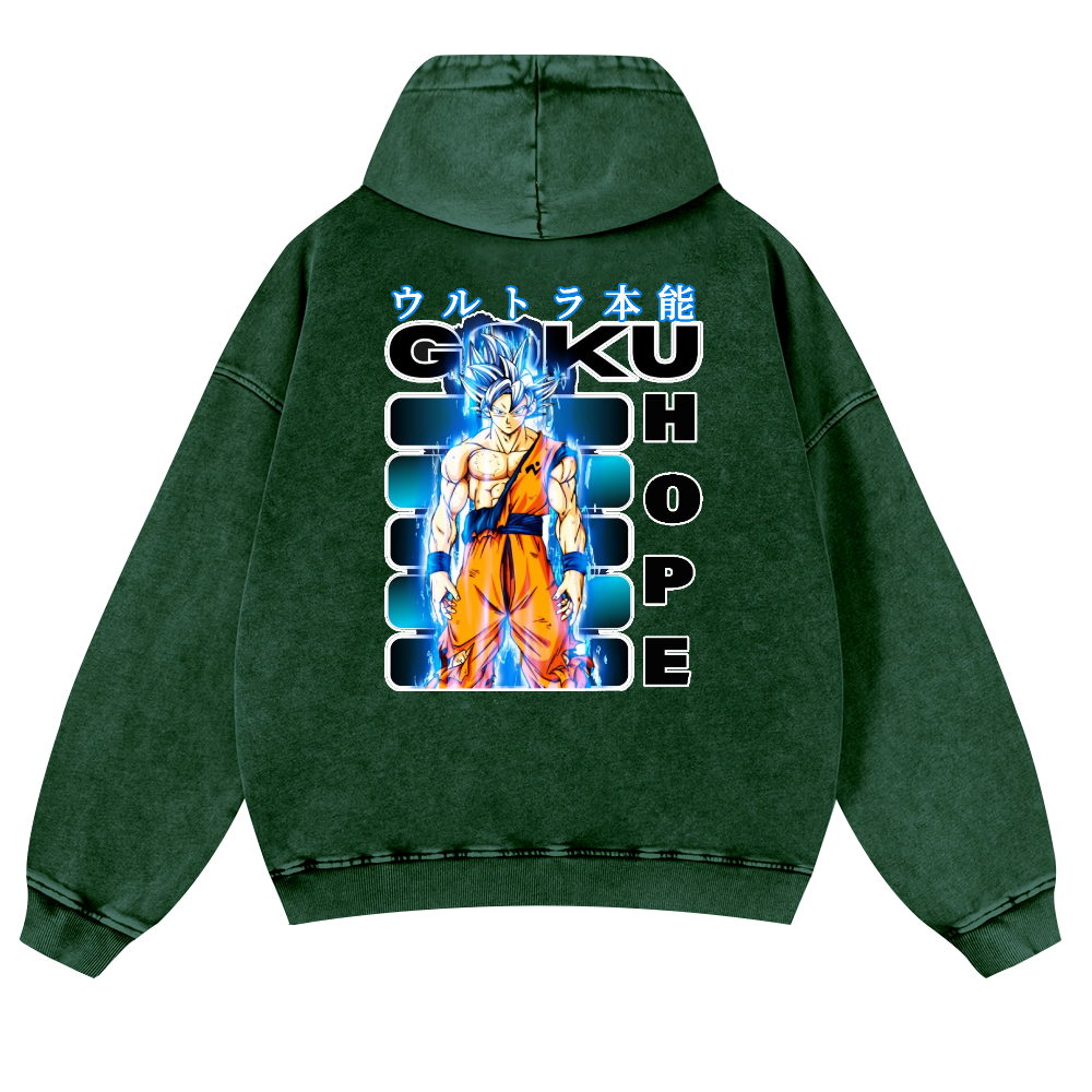 DB Son Goku Vintage Washed Cotton Back Art Hoodie