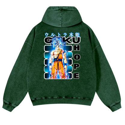 DB Son Goku Vintage Washed Cotton Back Art Hoodie