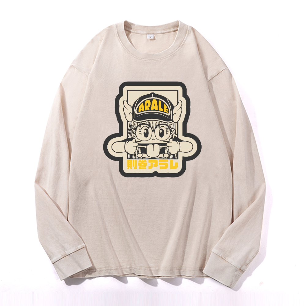 Arale Vintage Cotton Wash Crewneck Sweatshirt