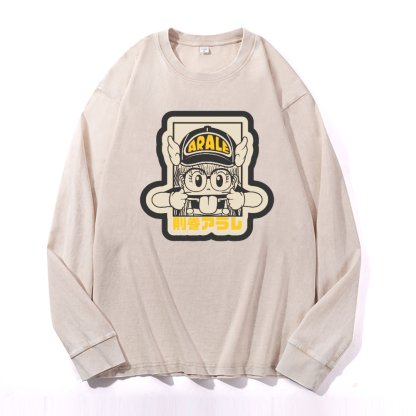 Arale Vintage Cotton Wash Crewneck Sweatshirt