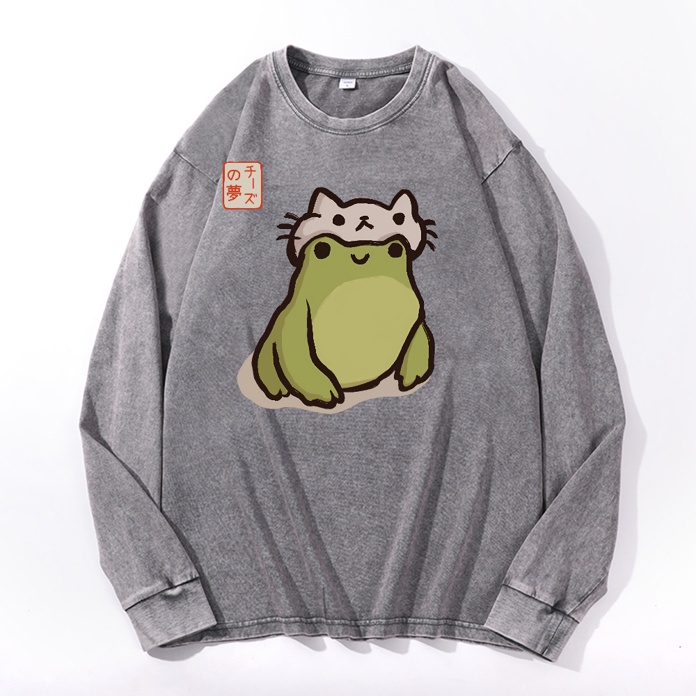 Matsumoto Hoji Frog Vintage Cotton Wash Crewneck Sweatshirt