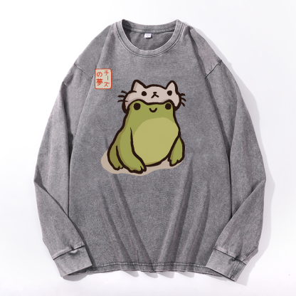 Matsumoto Hoji Frog Vintage Cotton Wash Crewneck Sweatshirt