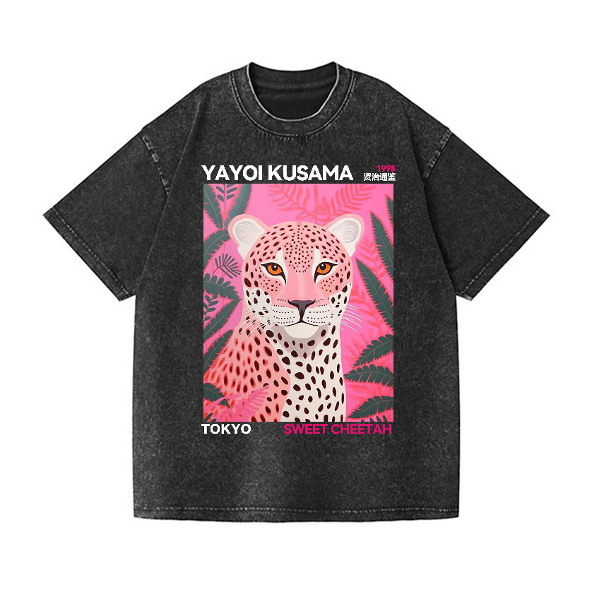 Yayoi Kusama Sweet Cheetah Vintage Wash Japanese Design T-Shirt