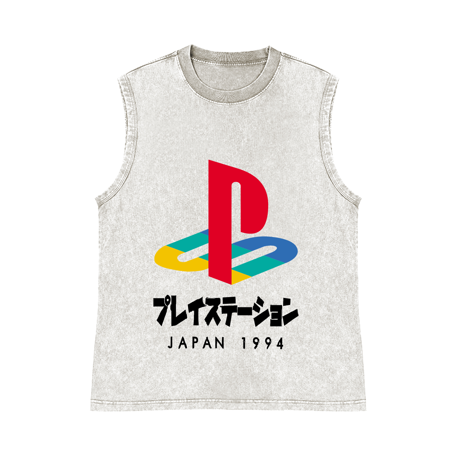 Play Station Pure Cotton Wash-Dyed Sleeveless Tank Top