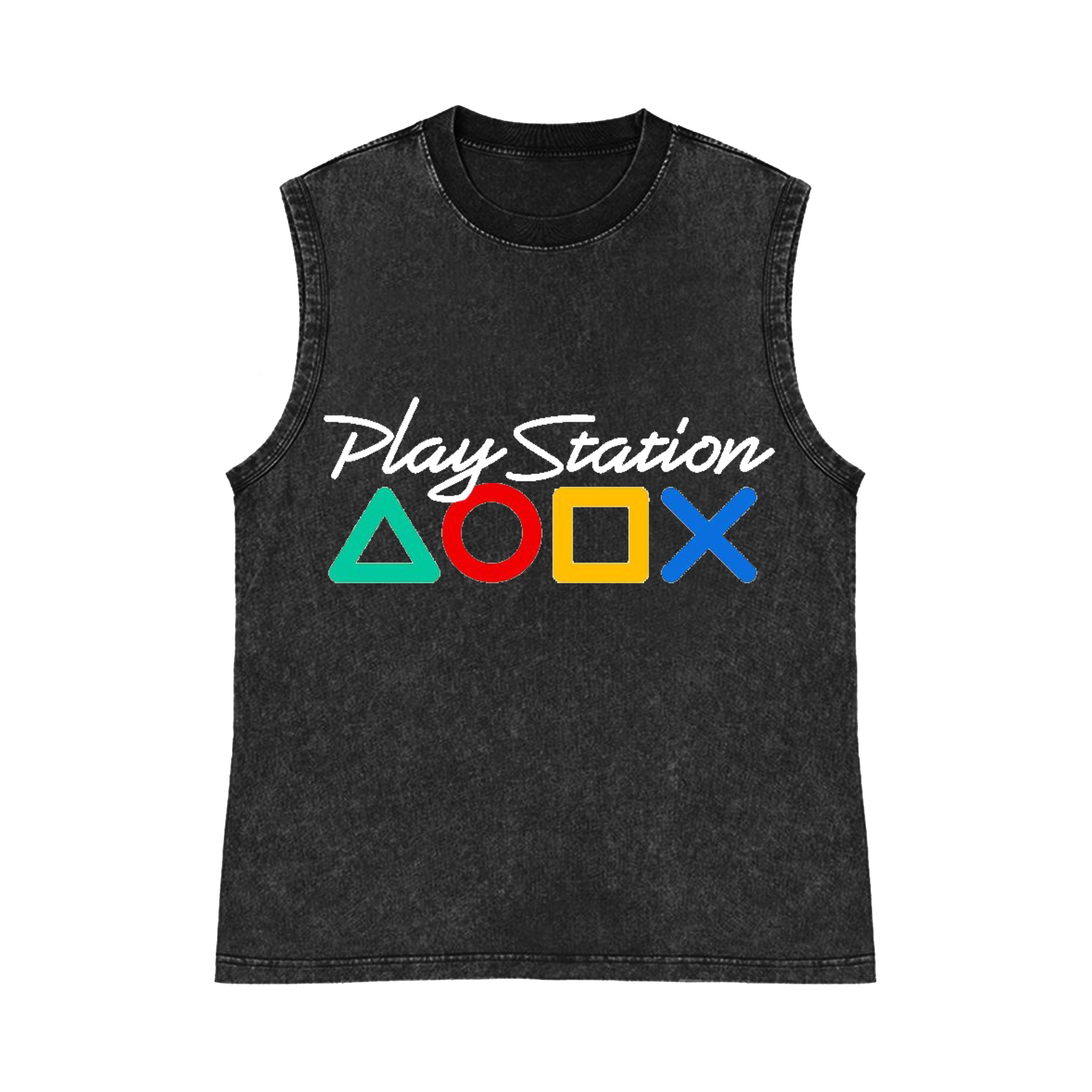 Play Station Pure Cotton Wash-Dyed Sleeveless Tank Top