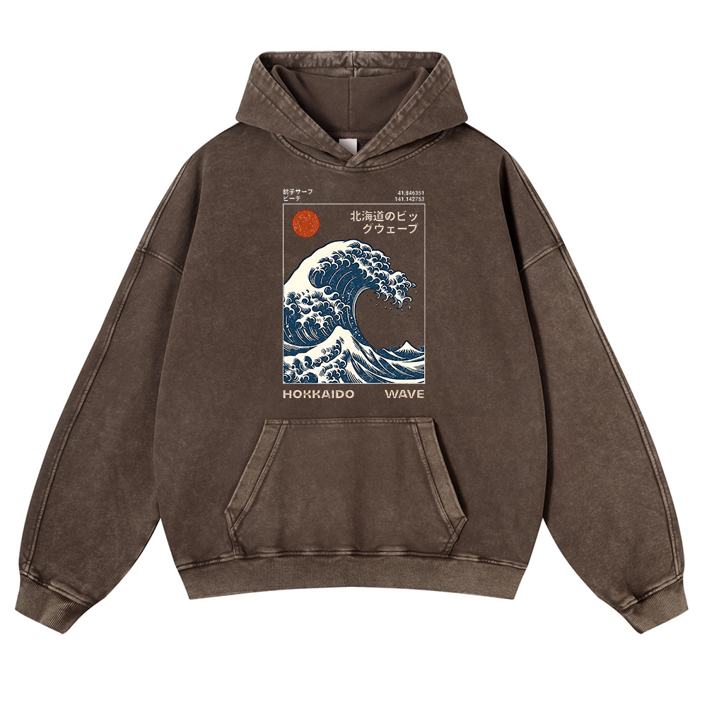 Katsushika Hokusai Vintage Washed Thick Cotton Hoodie