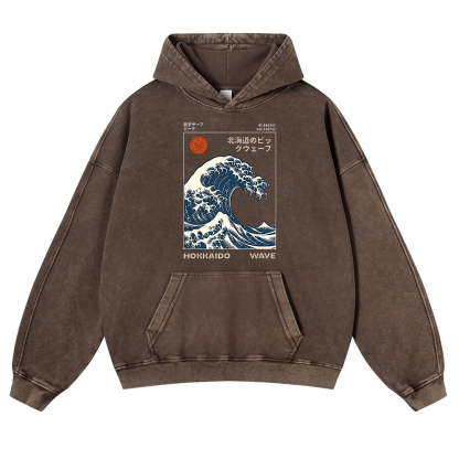 Katsushika Hokusai Vintage Washed Thick Cotton Hoodie