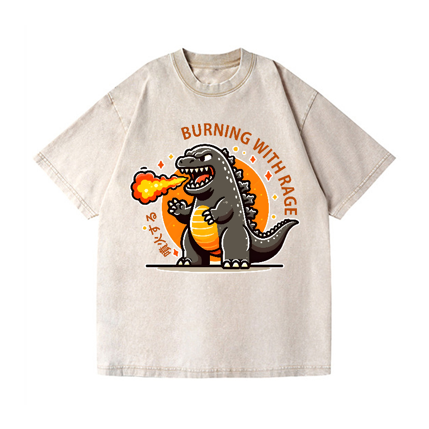 Burning Godzilla Vintage Wash Japanese Design T-Shirt