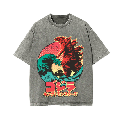 Godzilla Vintage Wash Japanese Design T-Shirt