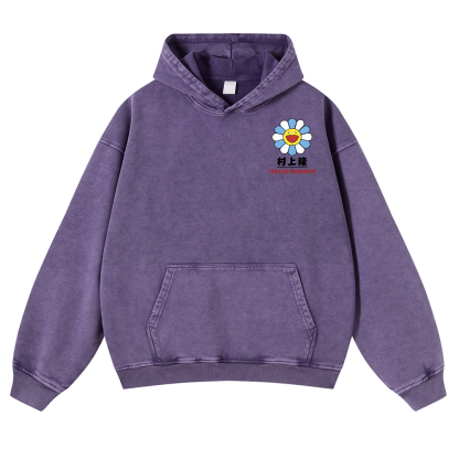 TM Flower Vintage Washed Cotton Back Art Hoodie
