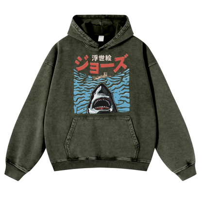 Jaws Vintage Washed Thick Cotton Hoodie