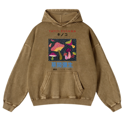 Yayoi Kusama Mushroom Vintage Washed Thick Cotton Hoodie