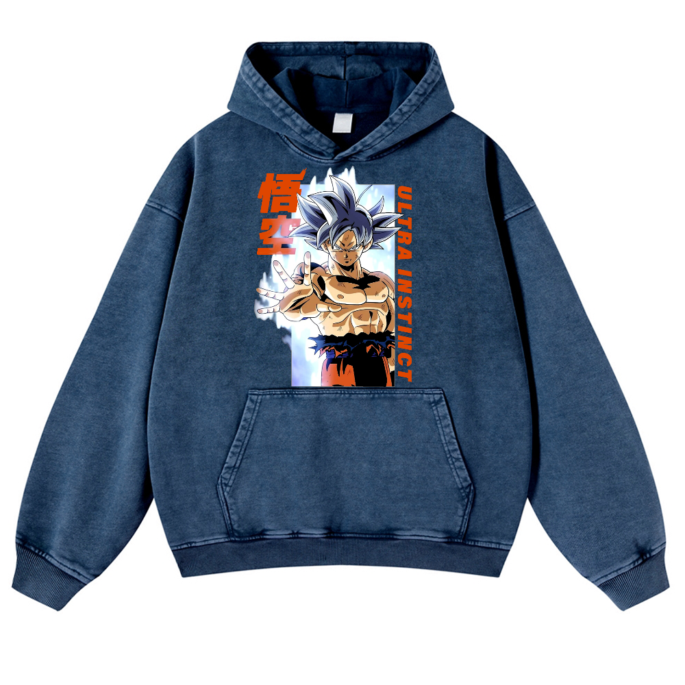 DB Son Goku Ultra Instinct Vintage Washed Thick Cotton Hoodie