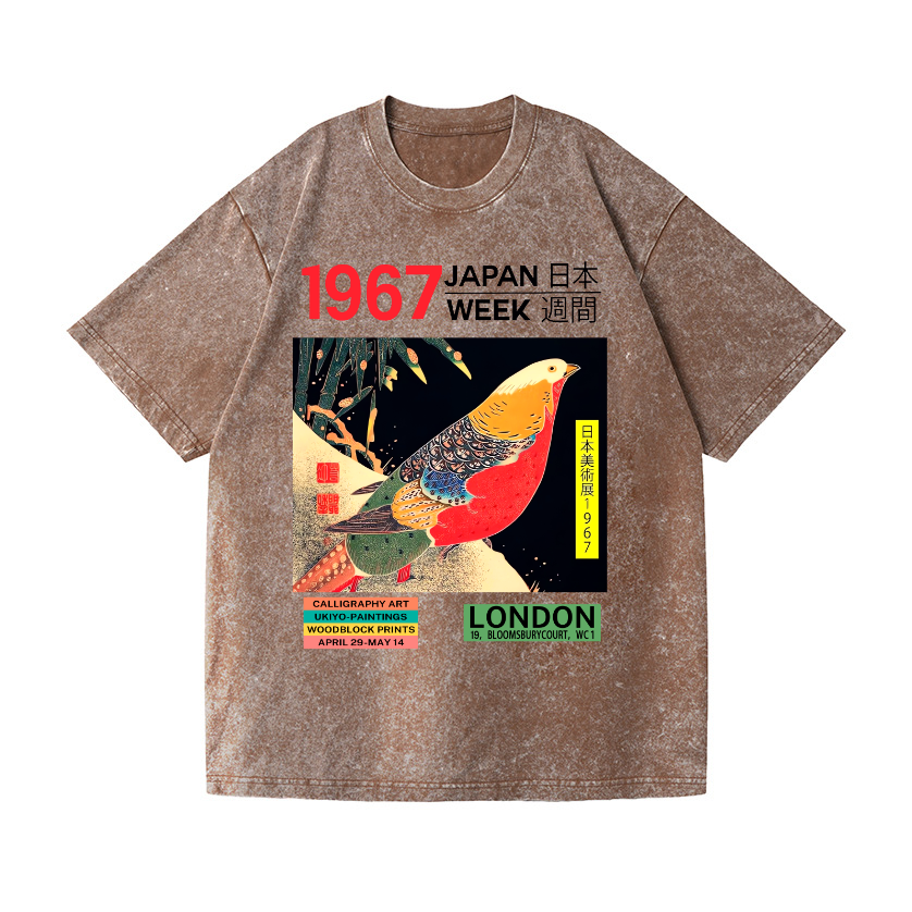 Bird Vintage Wash Japanese Design T-Shirt