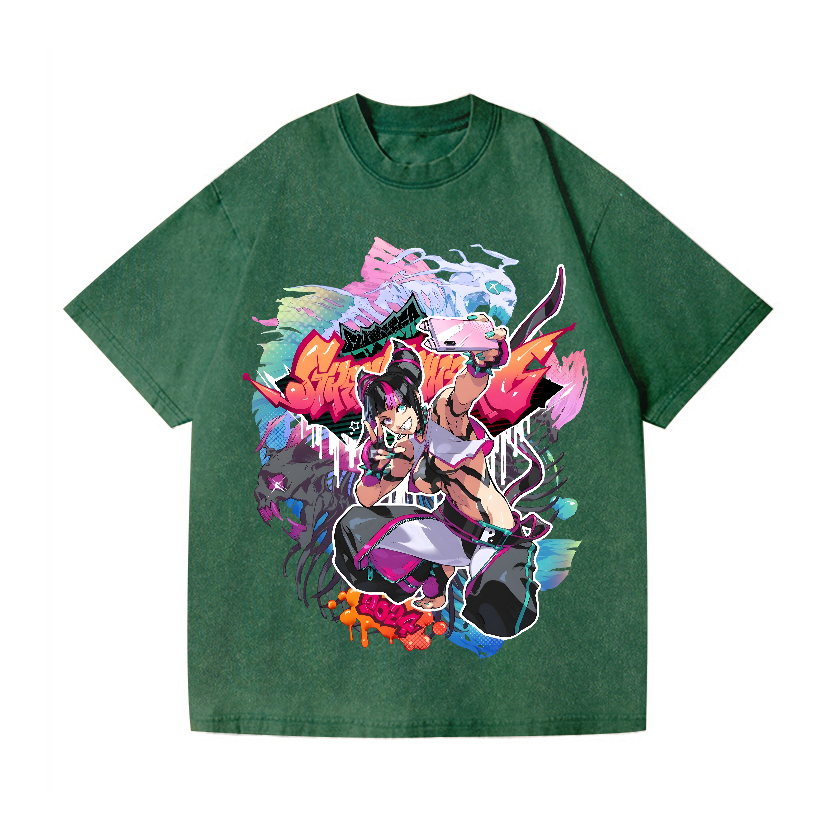 Street Fighter Juri Vintage Wash Japanese Design T-Shirt