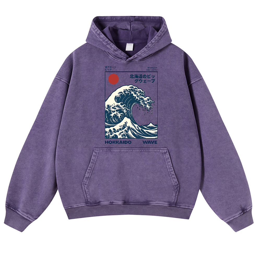 Katsushika Hokusai Vintage Washed Thick Cotton Hoodie