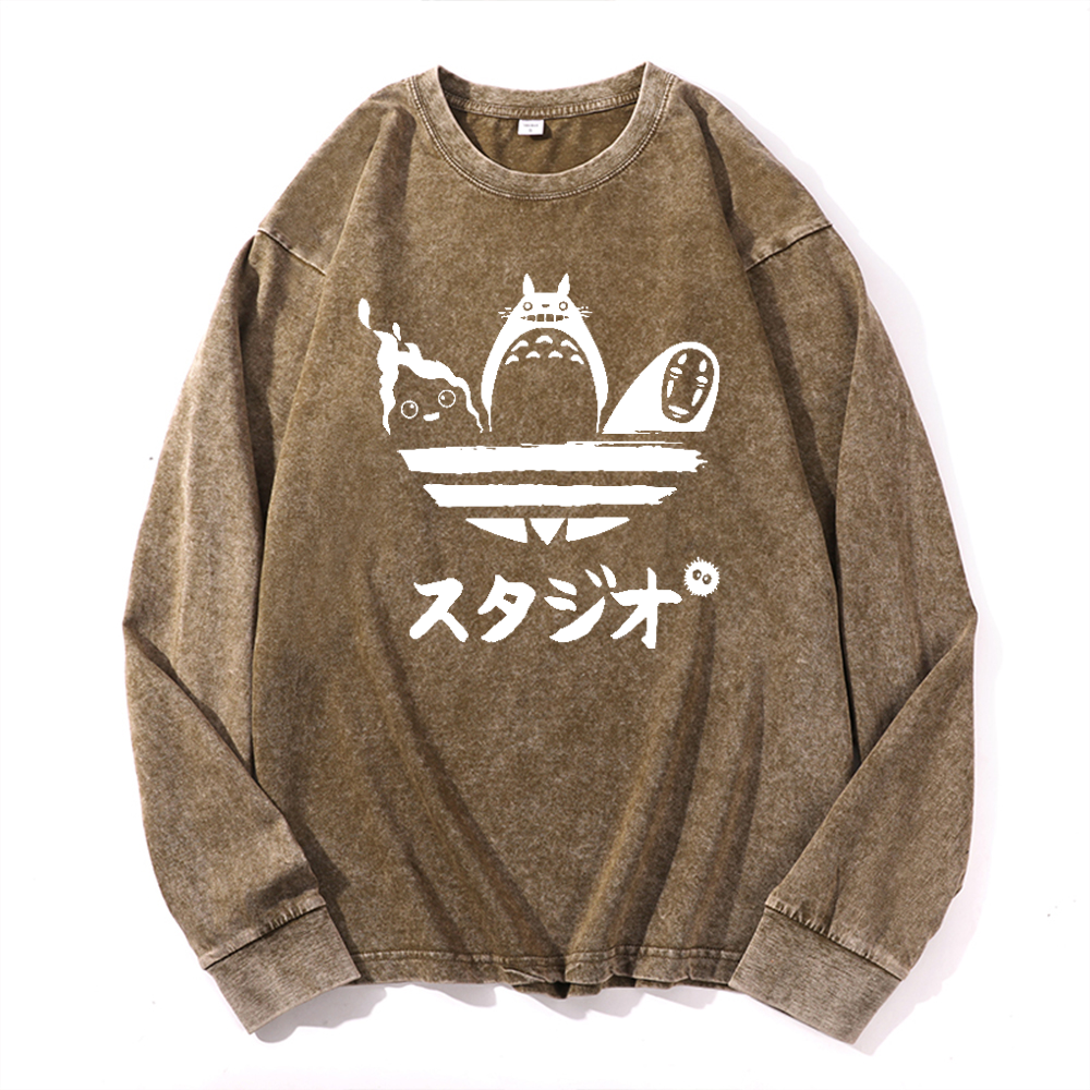 Ghibli Vintage Cotton Wash Crewneck Sweatshirt
