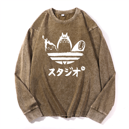 Ghibli Vintage Cotton Wash Crewneck Sweatshirt