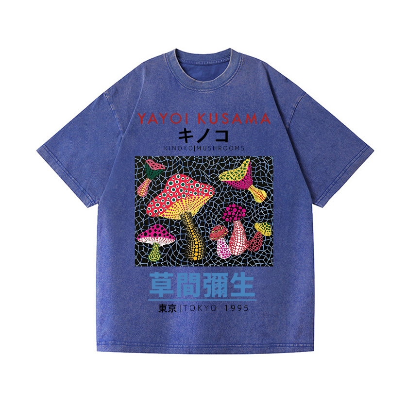 Yayoi Kusama Mushroom Vintage Wash Japanese Design T-Shirt