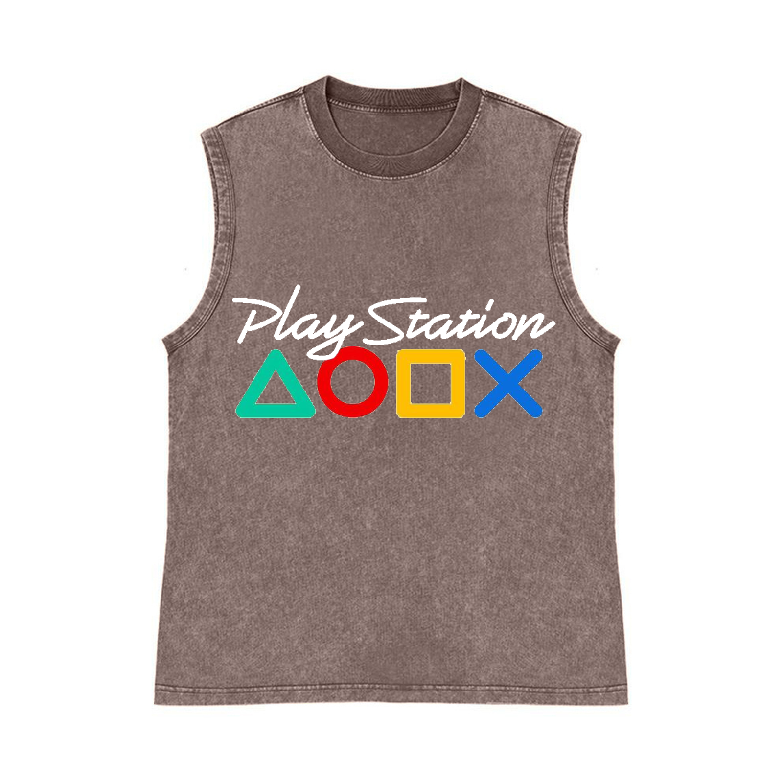 Play Station Pure Cotton Wash-Dyed Sleeveless Tank Top