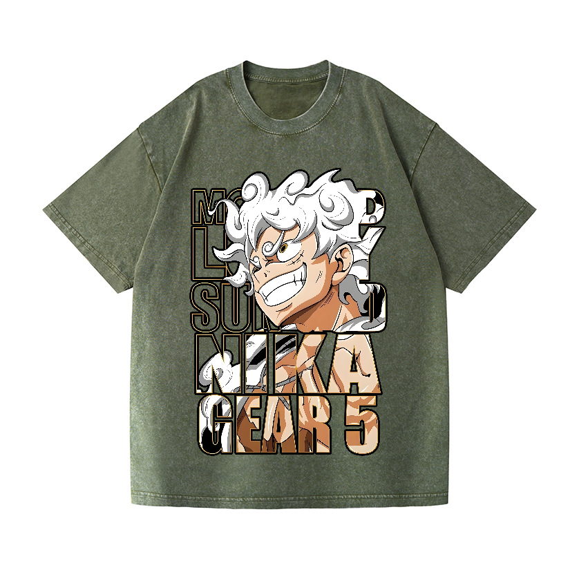 OP Luffy Gear 5 Vintage Wash Japanese Design T-Shirt
