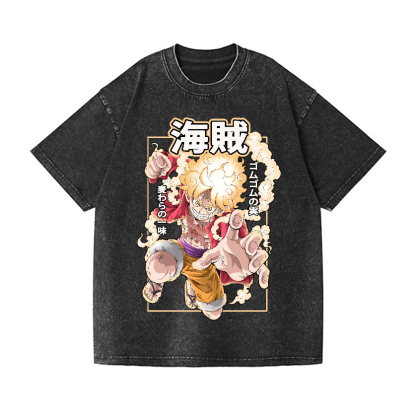 OP Luffy Gear 5 Vintage Wash Japanese Design T-Shirt