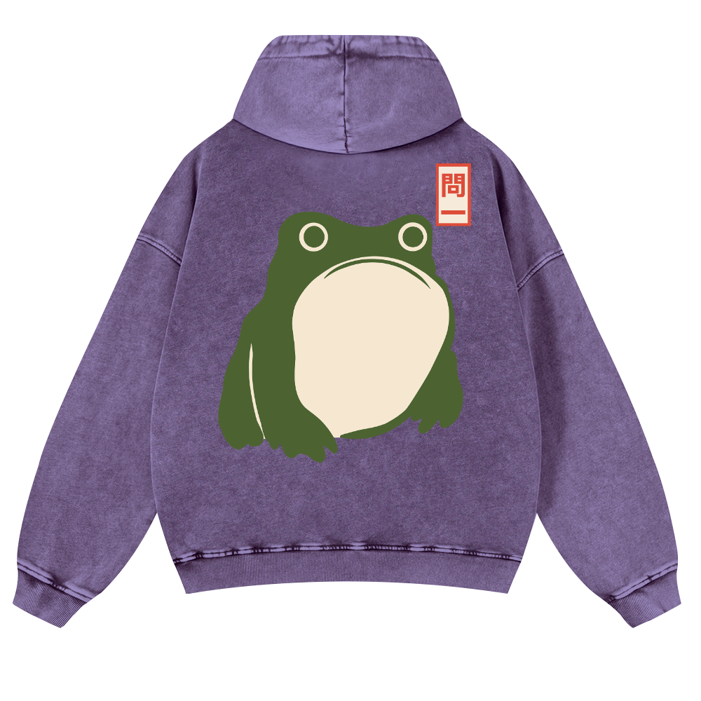 Matsumoto Hoji Frog Vintage Washed Cotton Back Art Hoodie