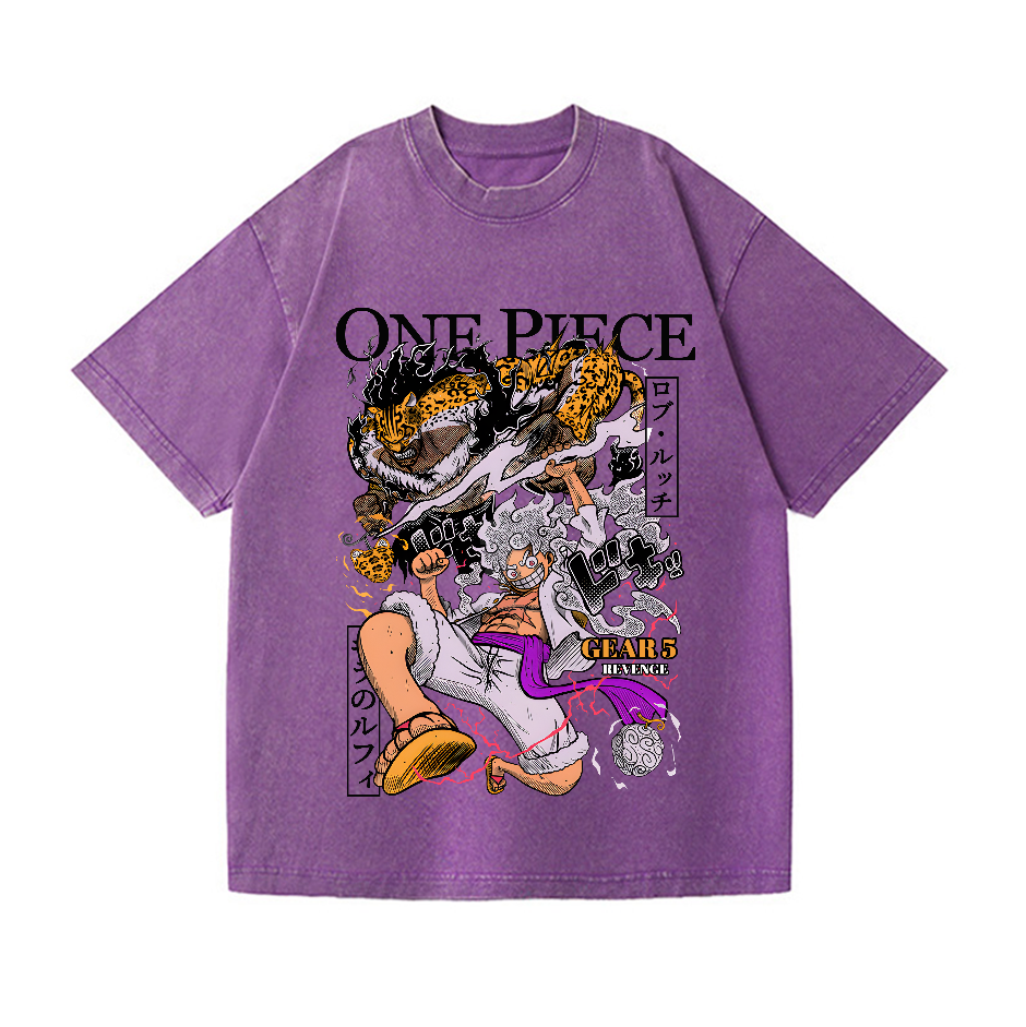 One Piece Gear 5 Luffy Vintage Wash Japanese Design T-Shirt