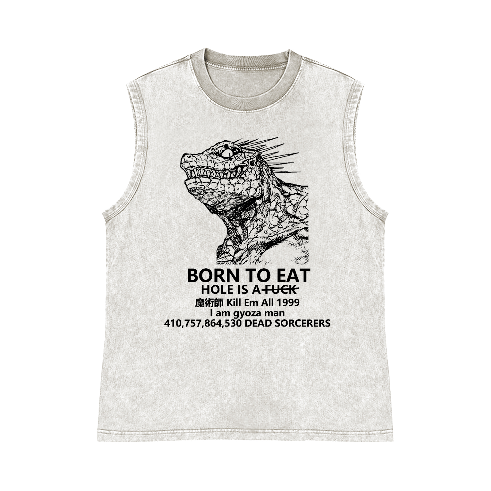 Dorohedoro Kaiju Anime Pure Cotton Wash-Dyed Sleeveless Tank Top