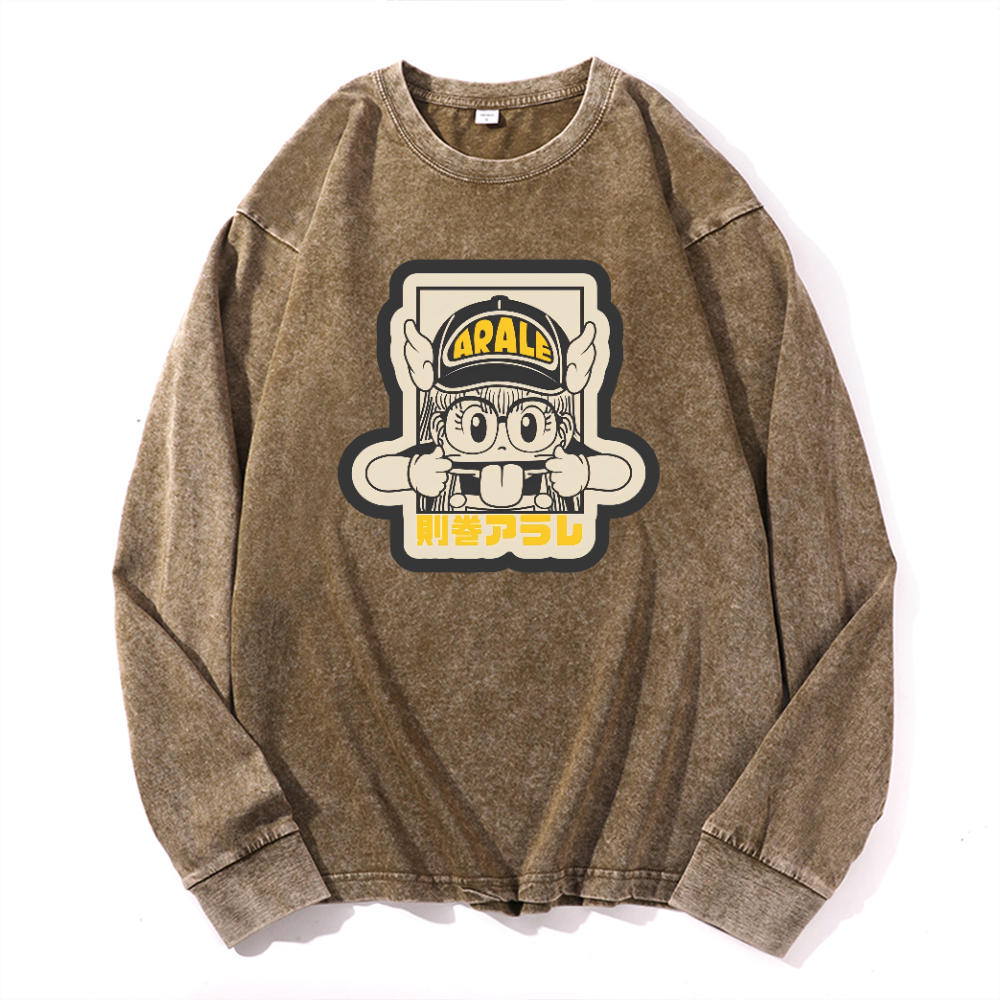 Arale Vintage Cotton Wash Crewneck Sweatshirt