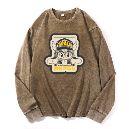 Arale Vintage Cotton Wash Crewneck Sweatshirt