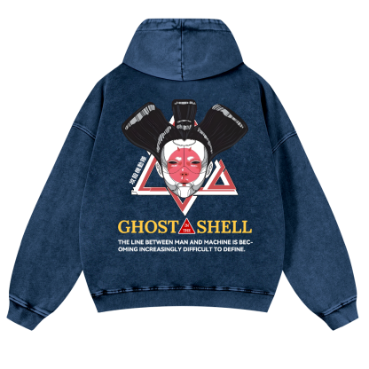 Ghost of the Shell Geisha Vintage Washed Cotton Back Art Hoodie
