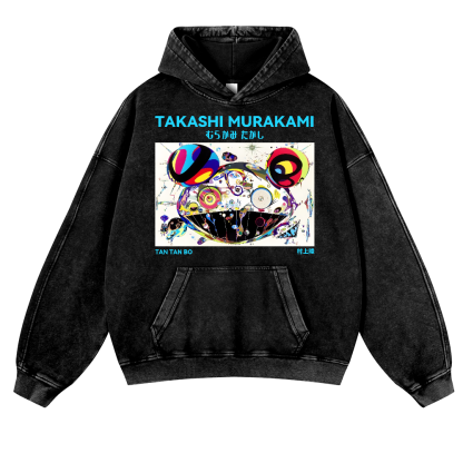 Japan Sunflower Panda TM Vintage Washed Thick Cotton Hoodie