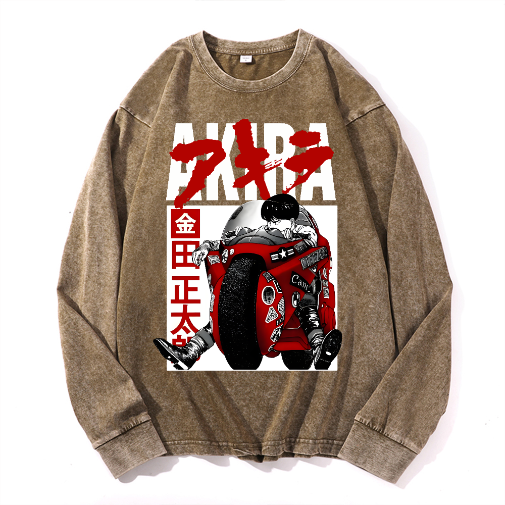Akira Vintage Cotton Wash Crewneck Sweatshirt