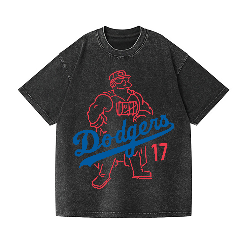 Duffman Dodgers Baseball Vintage Wash Japanese Design T-Shirt