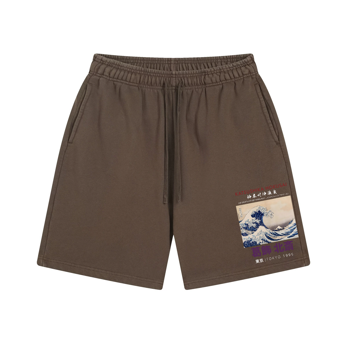 The Great Wave off Kanagawa Katsushika Hokusai Vintage Washed Cotton Shorts