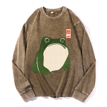 Matsumoto Hoji Cat Vintage Cotton Wash Crewneck Sweatshirt
