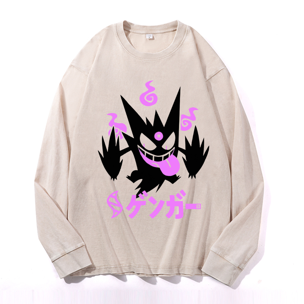 Gengar Vintage Cotton Wash Crewneck Sweatshirt