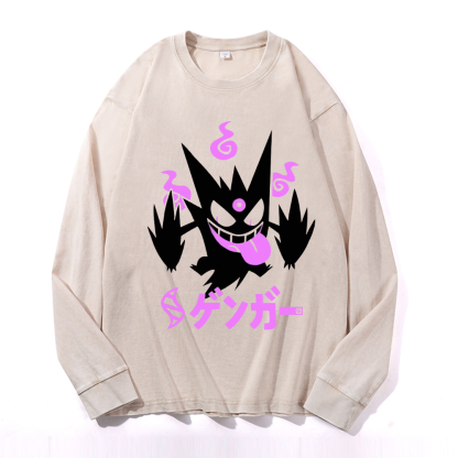 Gengar Vintage Cotton Wash Crewneck Sweatshirt