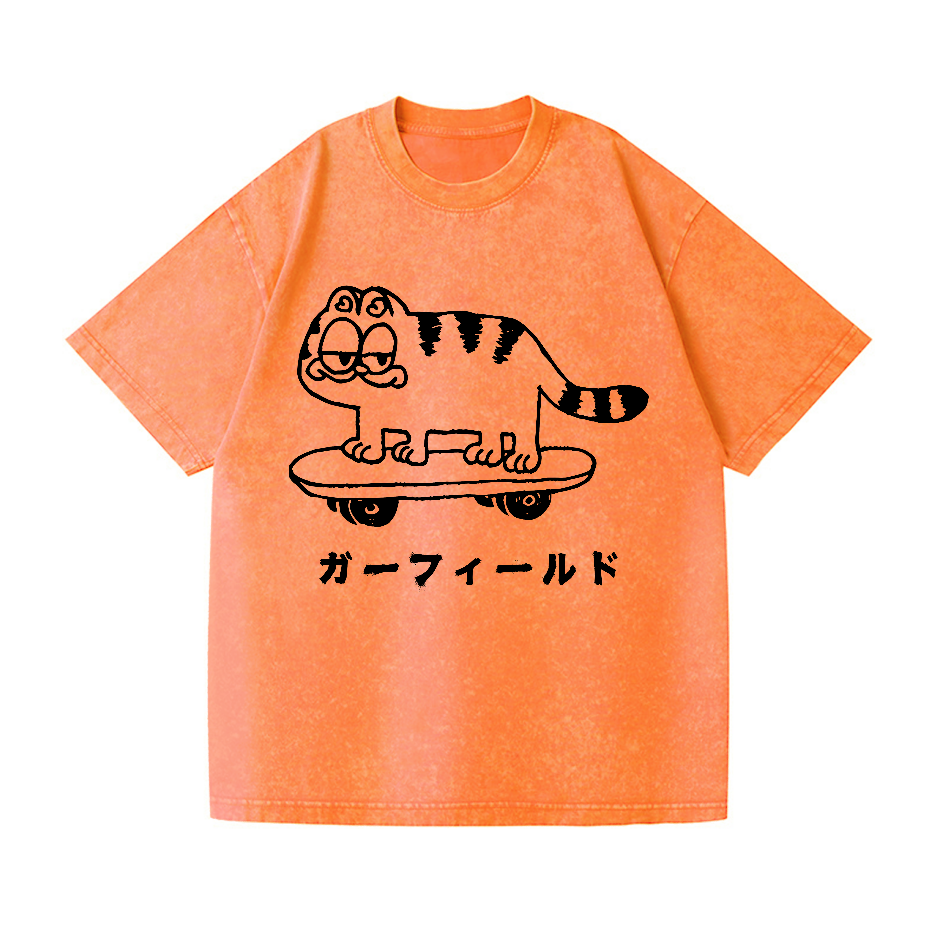 Garfield Cat Vintage Wash Japanese Design T-Shirt