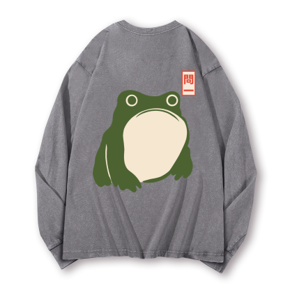 Matsumoto Hoji Frog Vintage Washed Cotton Back Art Long-sleeve T-shirt