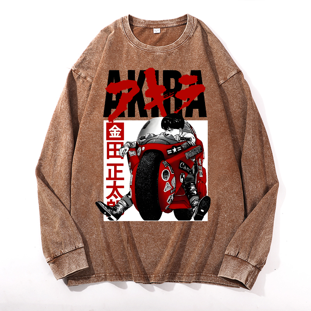 Akira Vintage Cotton Wash Crewneck Sweatshirt