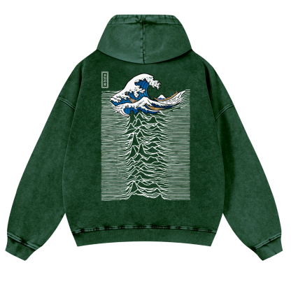 The Great Wave off Kanagawa Katsushika Hokusai Ukiyoe Vintage Washed Cotton Back Art Hoodie