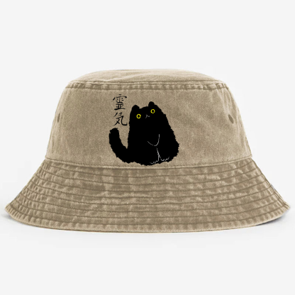 Lucky Cat Art Vintage 100% Cotton Bucket Hat