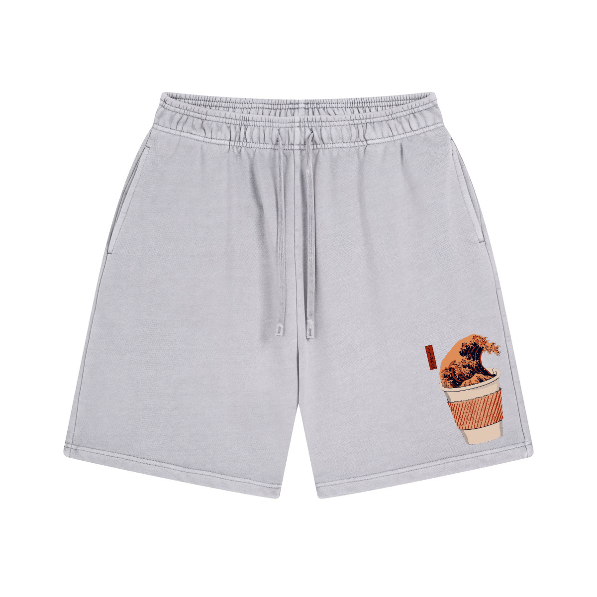 Katsushika Hokusai Wave Vintage Washed Cotton Shorts